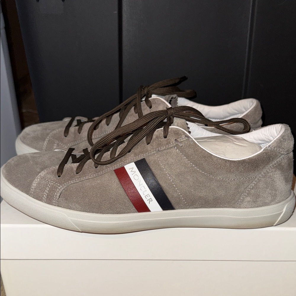 Moncler Men's Taupe Suede Sneakers